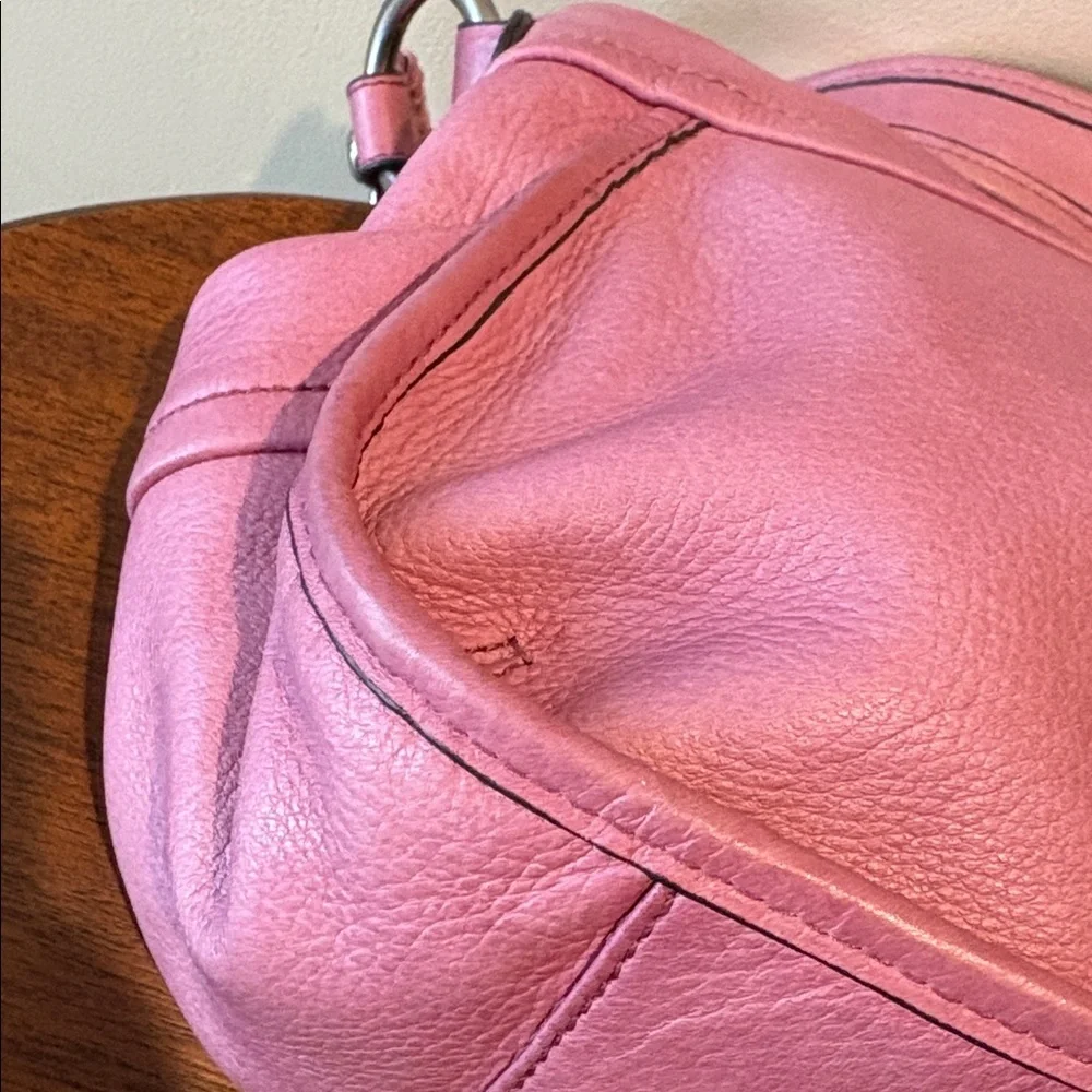 B Makowsky  shoulder bag  satchel smooth leather  faded rose  whip stitch strap - Picture 10 of 17
